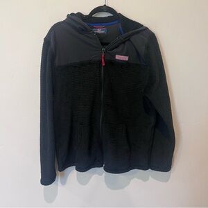 Vineyard Vines Black Fleece Jacket Woman’s Size Large Martha’s Vineyard Coastal
